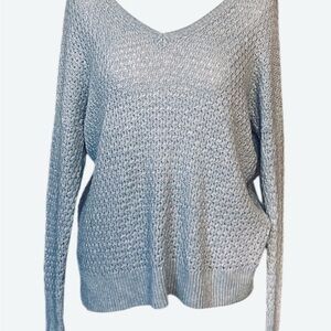 American Eagle Outfitters Heather Light Lavender V-Neck Sweater Soze Large